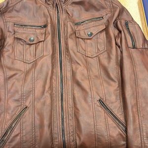 Brown leather point break jacket.